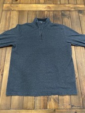 Chaps Mens Medium Gray Black Long Sleeve 1/4 Zip Knit Sweater Pullover Preppy