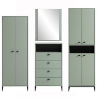 Garderoben Komplett Set In Pistazie Flur Spiegel Schrank Schuhschrank Hightboard