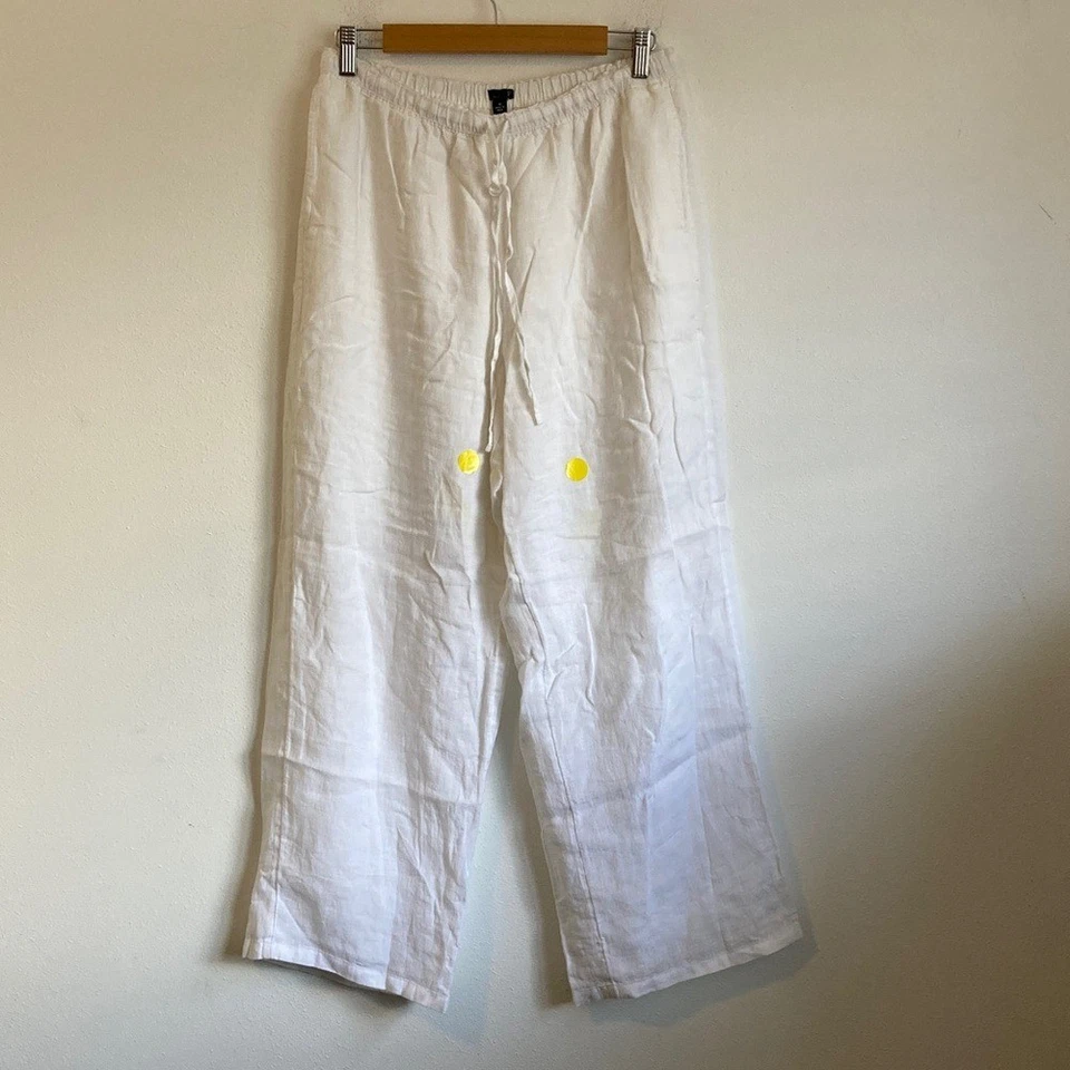 Pantalón J Crew Mujer Nuevo Soleil en Lino Color Blanco Medio Foto 3 de 4