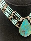Vintage Chrysocolla Malachite Stone Choker Necklace Green Stone Not Silver — photo 4