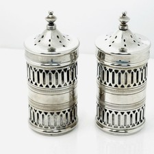 Tiffany & Co Vintage Salt and Pepper Shakers Set in Glass and Silver