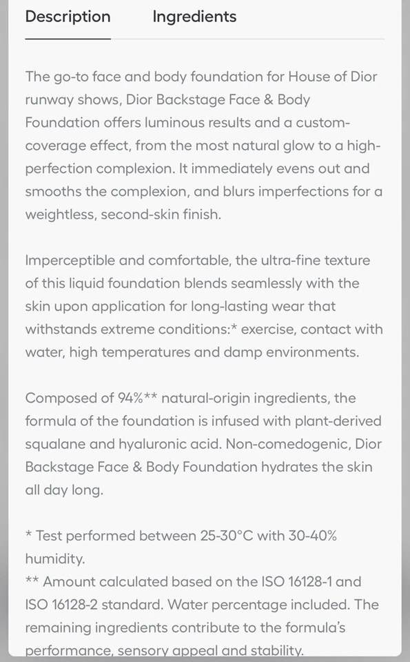 Dior Backstage Face & Body Foundation #2W Warm / NIB 50ml / 1.7oz + Dior Pouch - Image 4 of 4