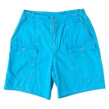 Vintage 90s Turquoise Blue 100 Cotton Cargo Bermuda Shorts size M / L Ampuse