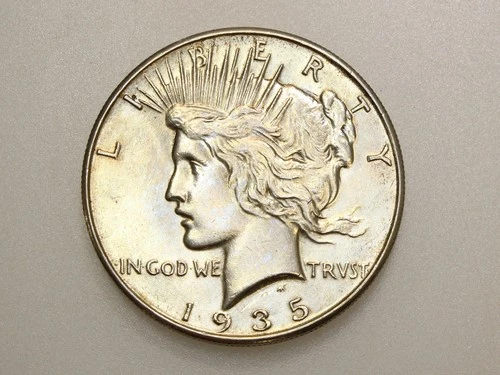 1935 $1 PEACE SILVER ONE DOLLAR GEM BU
