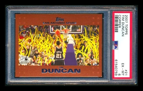 2007-08 TOPPS #21 TIM DUNCAN COPPER PARALLEL SPURS #12/50 PSA 6! POP 2! HIGHEST!