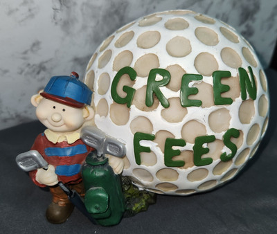 Vintage-Style Resin Golf Bag & Boy Golfer Piggy Bank - ''Green Fees''