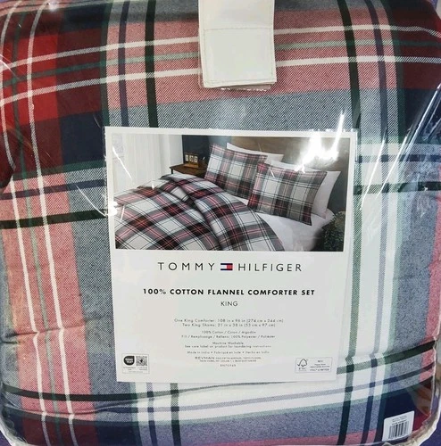 Tommy Hilfiger Plaid Cotton Devon Tartan Red King Comforter Set 108”x96”