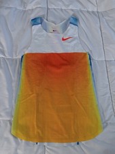 Nike Pro Elite Team Singlet White Blue Orange Made In USA Sz Small FZ6885-731