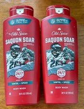 Lot of 2 bottles of Old Spice Saquon Soar Body Wash Santal  Speed 24oz FREE S H