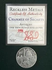 Reckless Metals Chamber of Secrets #48/100 Antique  1OZ .999 Fine silver w/ COA