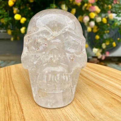 3.08LB TOP! White melting quartz hand carved crystal skull gem reiki healing