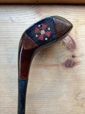 Antique Hickory Wood Shaft Fancy Face Spalding 11 Driver Golf Club D0