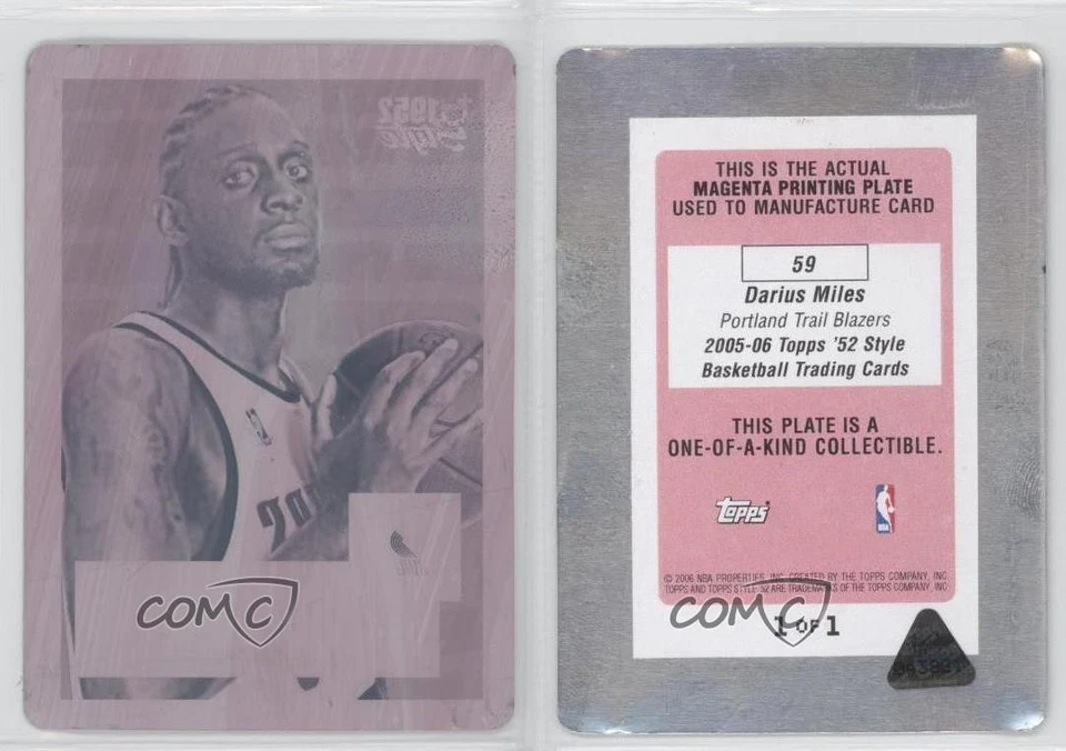 2005-06 Topps 1952 Style Printing Plate Magenta 1/1 Darius Miles #59 3c7 - Image 3 of 3