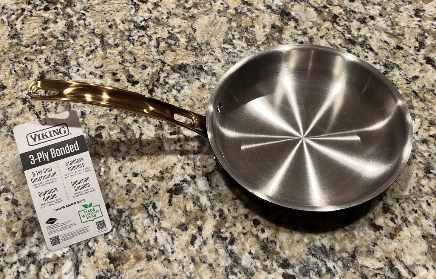 Viking 8" 3-Ply Stainless Steel Fry Pan Black Exterior Copper Handle Skillet