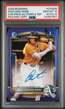 2025 Bowman Chrome Shotaro Morii Purple Refractor Auto /250 Dual Grade PSA 10