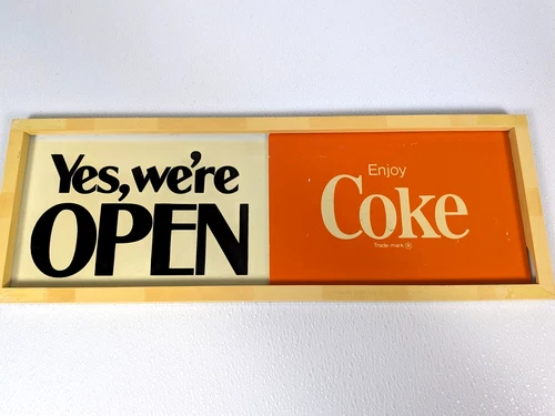Vtg Coca~Cola Enjoy Coke Restaurant  Store We're Open /  We're Close Slide Sign