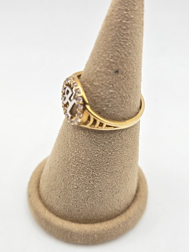 10K Yellow Gold* Initial Letter "H" 2 tone with Stones Ring Size 6.3/4 US - Picture 4 of 7