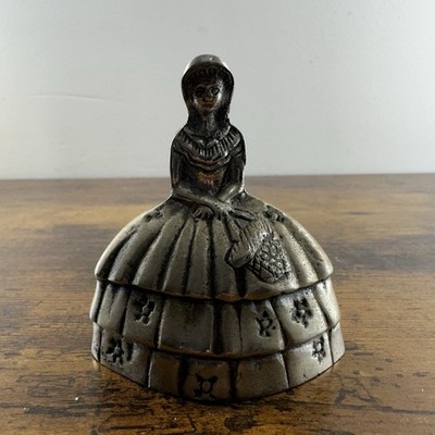 Vtg Brass Victorian Lady Bell/Southern Belle Crinoline Dress Figurine Table Bell
