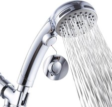 High Pressure 6 Setting Chrome Face Handheld Shower with 5ft Hose