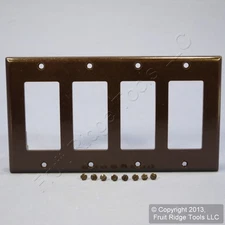 Leviton 80412 Brown 4-Gang 4-Decora GFCI GFI Plastic Standard Wallplate Cover