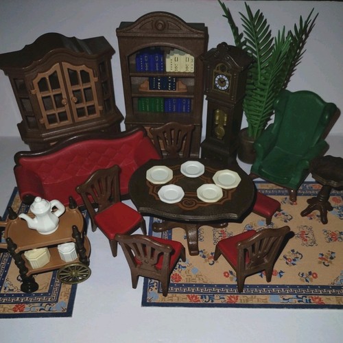 PLAYMOBIL 5320 Living Room Dining Room Near Complete Books Rugs Cart Clock ++