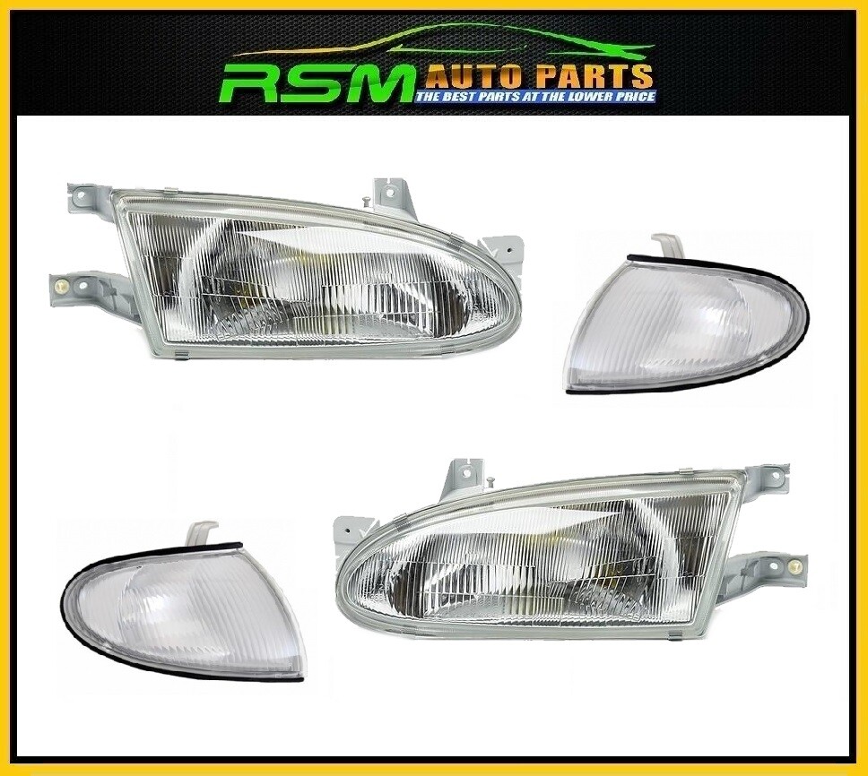 NEW Fits to Accent 95-97 4Door Headlights Glass & Side Marker