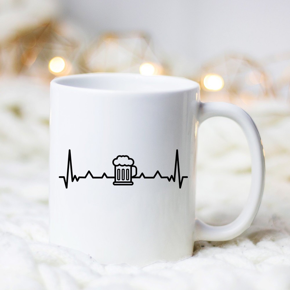 Beer Heartbeat Mug Gift for Beer Lovers and Drinkers