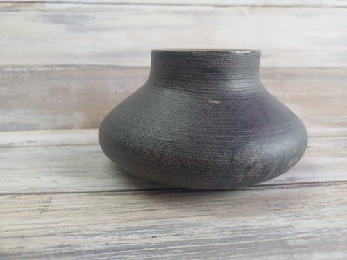 Contemporary Ceramics Studio Pottery Small Handmade Vase Matt Black Wabi Sabi - Picture 4 of 10