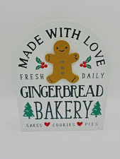 5.8 INCH CHRISTMAS GINGERBREAD BAKERY WOOD DECOR FREE SHIP