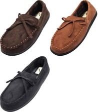 Norty Mens Moccasin Slip On Loafer Slipper Indoor/Outdoor Sole - 3 Colors