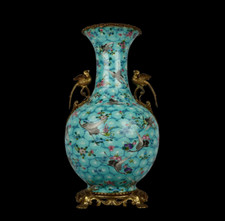 49CM Yongzheng Signed Old Chinese Famille Rose Vase w/crane N3943