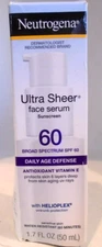 Neutrogena Ultra Sheer SPF60 Moisturizing Face Serum Lotion 1.7oz  Exp 10/2027