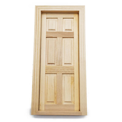 Dollhouse Furniture Wooden 6-Panel Door 1:12 Scale Miniature DIY  Accessories