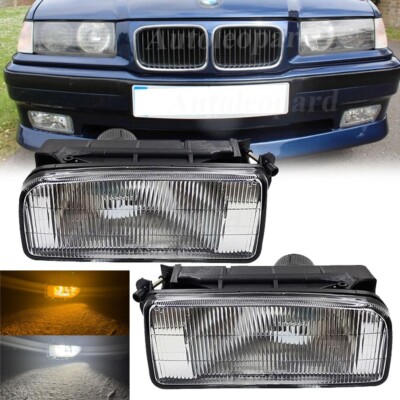 LED Amber Front Fog Lamp w/White DRL For 92-98 BMW E36 318i 318ti 323i 328i M3