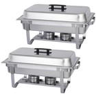2 Pack 8 Qt Stainless Steel Chafer Chafing Dishes Sets Catering Food Warmer