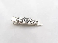 Extra tiny small silver metal slim celtic alligator hair clip for fine thin hair