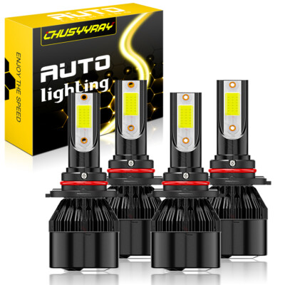 White LED Headlights Low 9006+High Beam 9005 For Chevy Silverado 1500 1999-2006