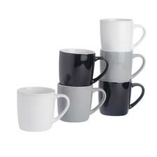 6x Coloured Tea Coffee Mug Contemporary Ceramic Stoneware Drinks Mugs - 350ml