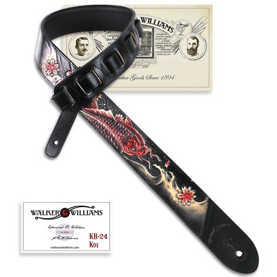 Walker & Williams KB-24 Skinny Black & Ruby Red w/Sumi Koi On Grain Leather