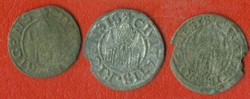 Free City Riga Latvia Poland Schilling ca 1571 Livonian War LOT OF 3 COINS 63