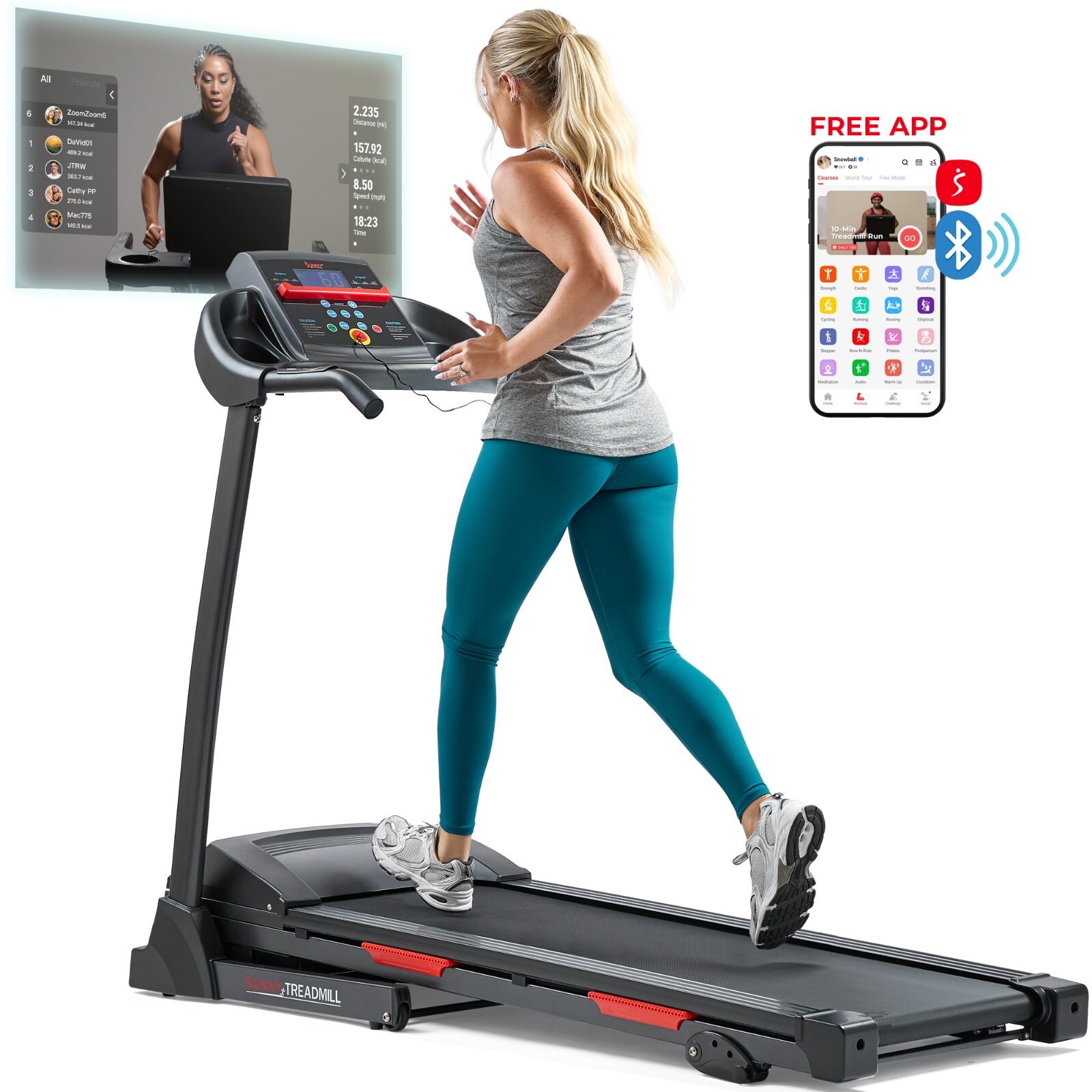 Sunny Health & Fitness Manual Incline SMART Treadmill - SF-T4400SMART