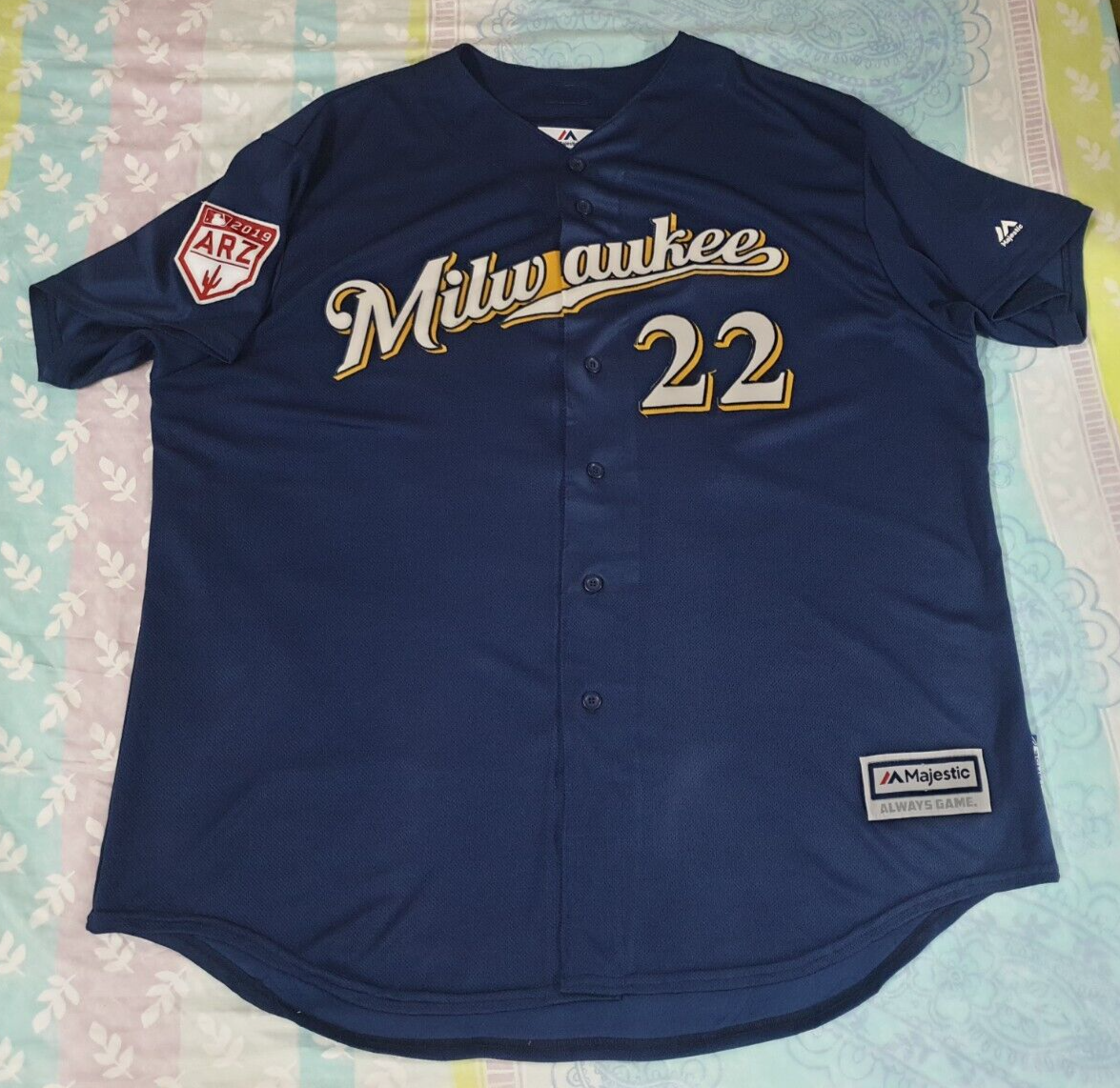 2019 Milwaukee Brewers #22 Baseball Majestic Jersey Size2XL