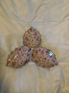 Vintage Royal Danube Rose Chintz 3 Dish Sectional Serving Platter - Floral Gold