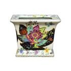 Tobacco Leaf Motif Square Porcelain Flower Pot 6"