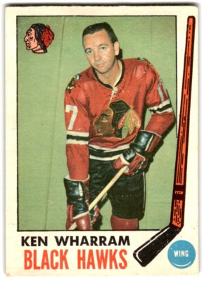 1969-70 O-Pee-Chee Ken Wharram C #74 GLUE Chicago Blackhawks