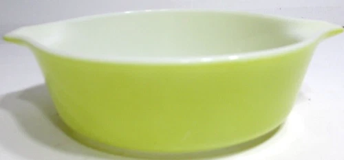 Vintage Pyrex Glass Casserole Bowl or Dish # 471 Yellow / Lime Green 1 Pint