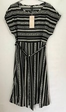 Emery Rose Women's Black Floral A Line Midi Sleeveless Belted Small Size Dress