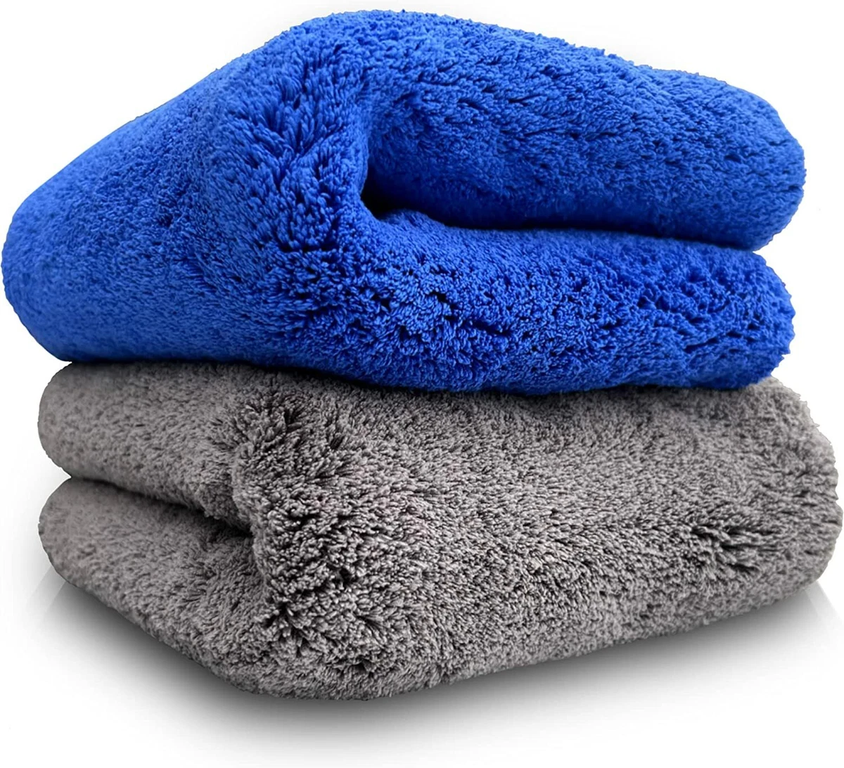 Microfiber Car Drying Towels 2-Pack, Cleaning Cloth (16x16, Blue