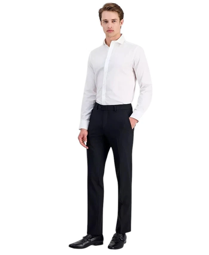 Bar Iii Mens Slim fit Dress Pants 34 / 30 Black Solid