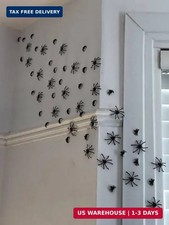 70 Pcs Halloween Spider Decorations Indoor, 4 Sizes 3D Plastic Spider Stickers H